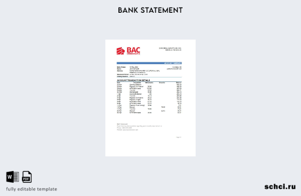 цифровая загрузка Никарагуа BAC Credomatic шаблон Excel банковской выписки